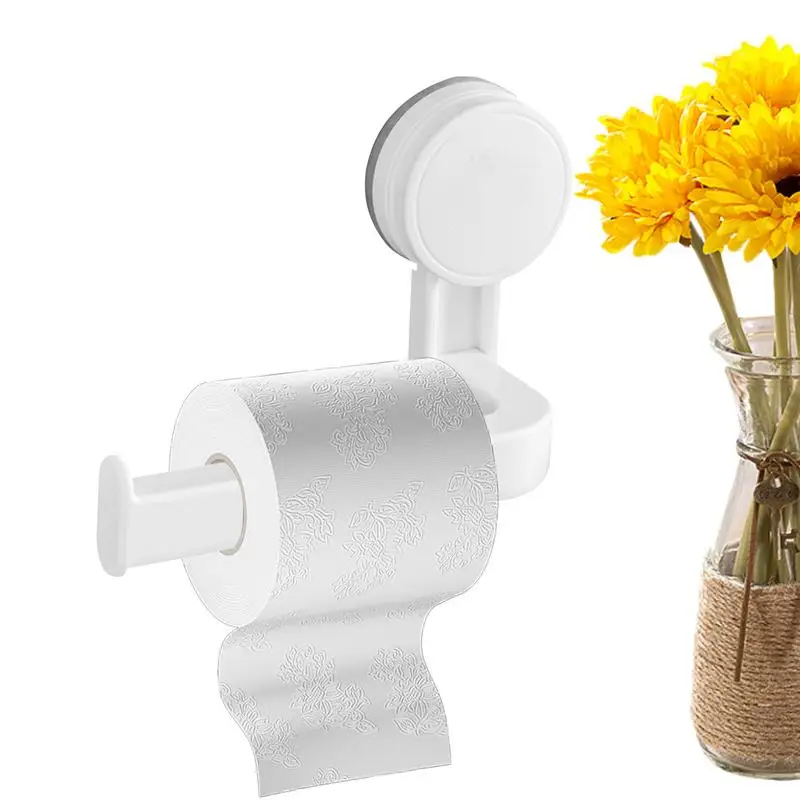 Suction Cup Toilet Paper Holder Multi-Purpose Suction Toilet Paper Holder Stick-On Thickened Paper Holder For Doors Ceramics
