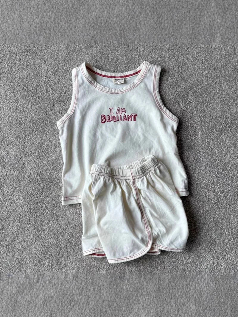 2025 Summer New Baby Sleeveless Clothes Set Infant Girl Cotton Letter Print Vest + Shorts 2pcs Suit Toddler Boy Outfits