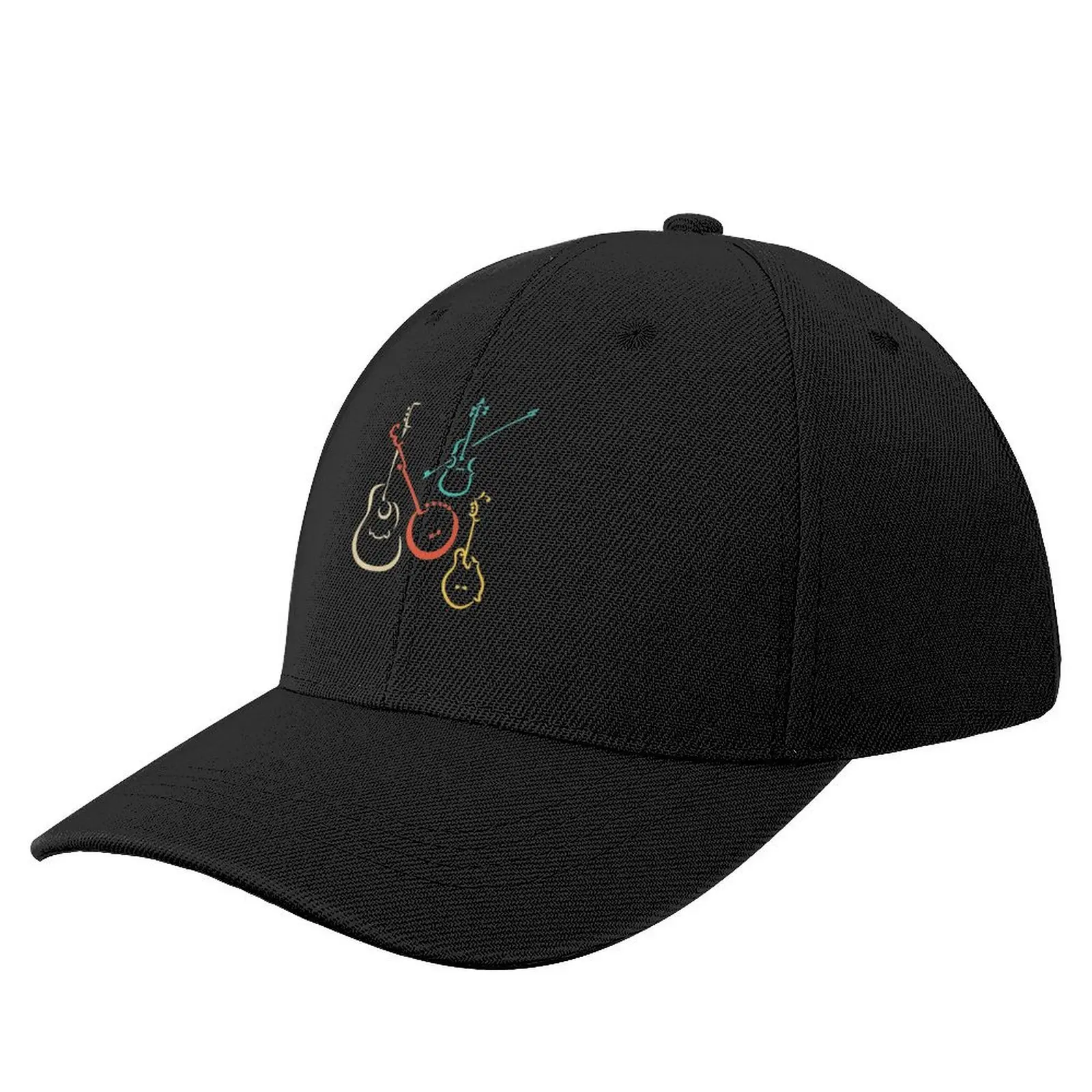 

Retro bluegrass guitars banjos fiddles mandolins Baseball Cap |-F-| Sports Cap Girl Men's