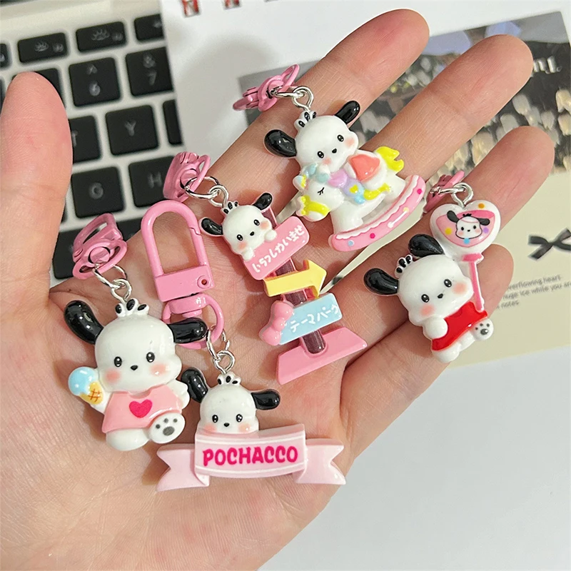 

Брелок для ключей Sanrio, мультяшный брелок с надписью «Hello Kitty», с милой детской мелодией, с украшением в виде рюкзака, кольцо для ключей с подвеской, подарок для друзей