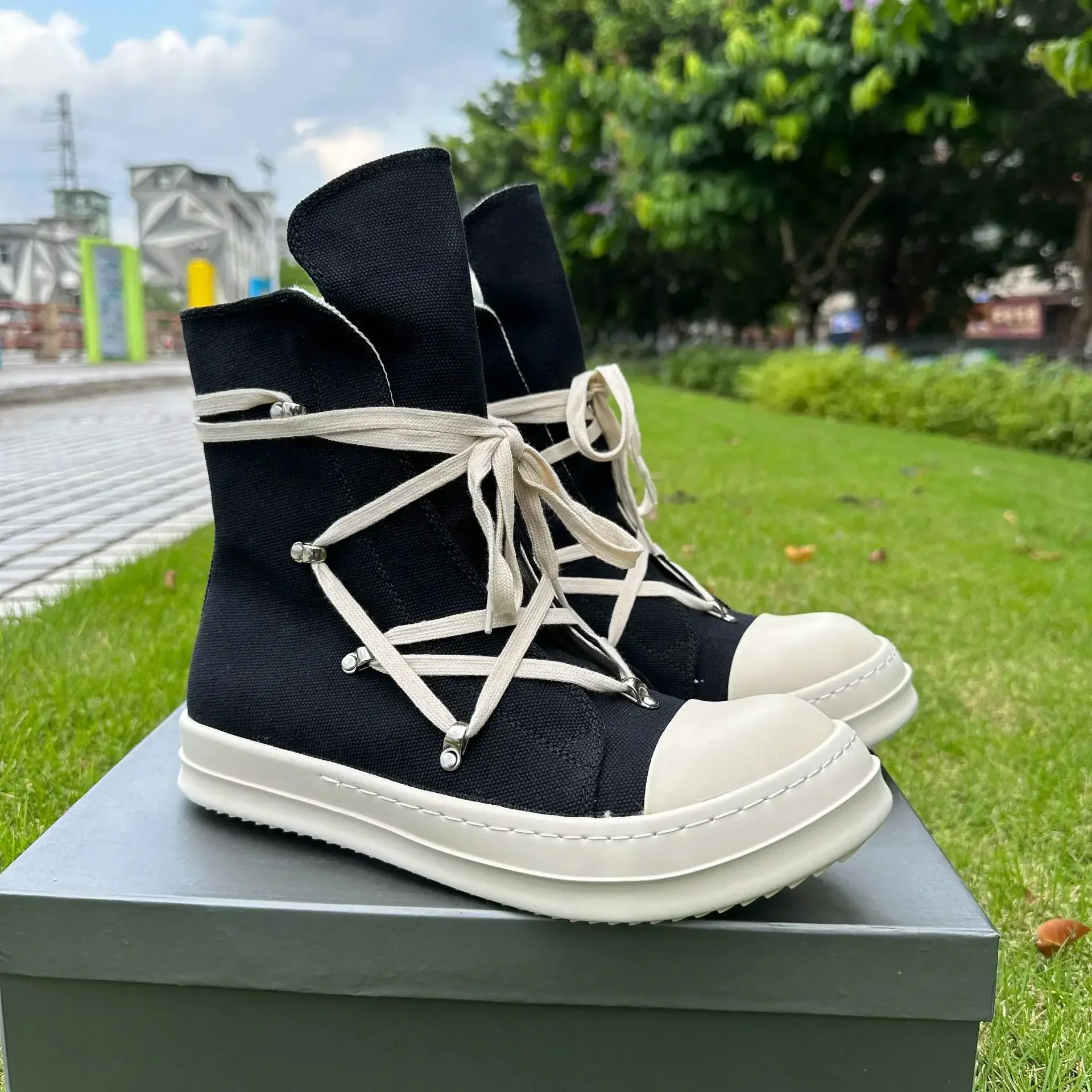 RO High Quality Spring Casual Shoes Women Boots Trend 2023 Platform Men's and Women's High Top All Match Canvas Shoes Sneakers