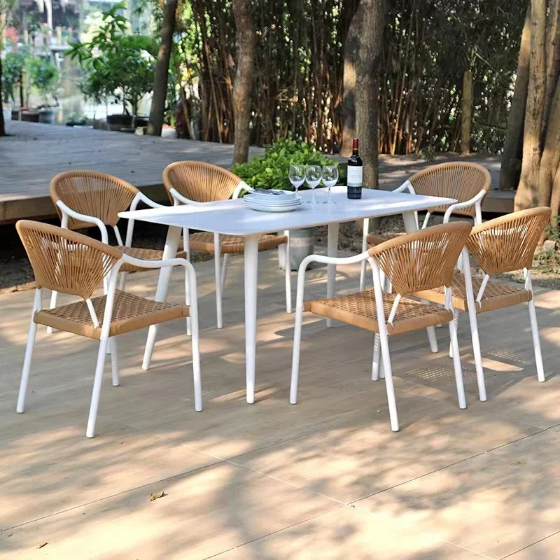 Garden furniture design wicker handwoven solid wooden teak