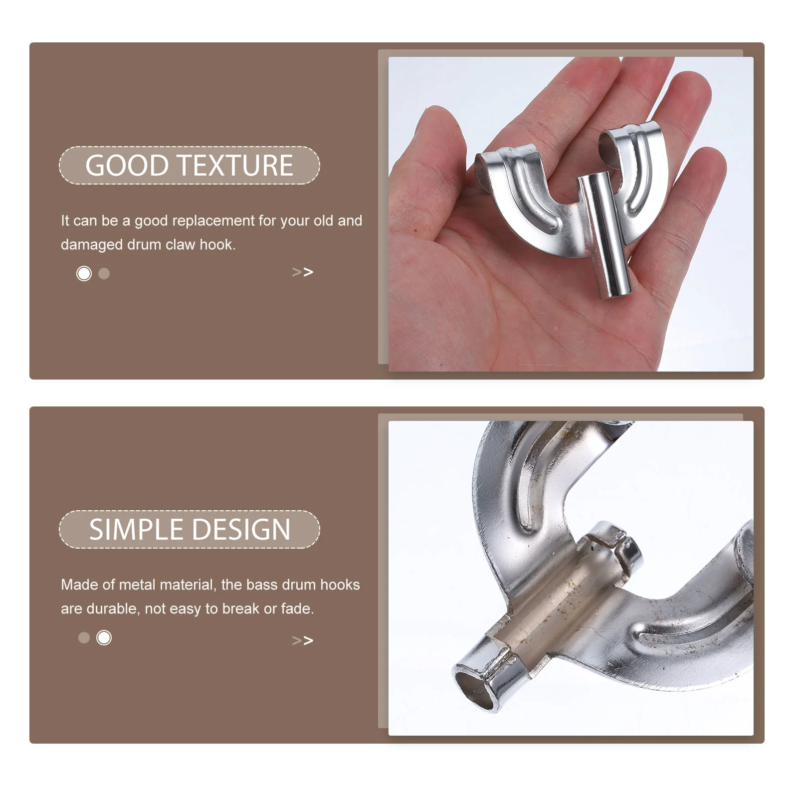 10 Pcs Drum Hook Bass Replacement Percussion Instrument Claw Accessories Mount Kit Metal