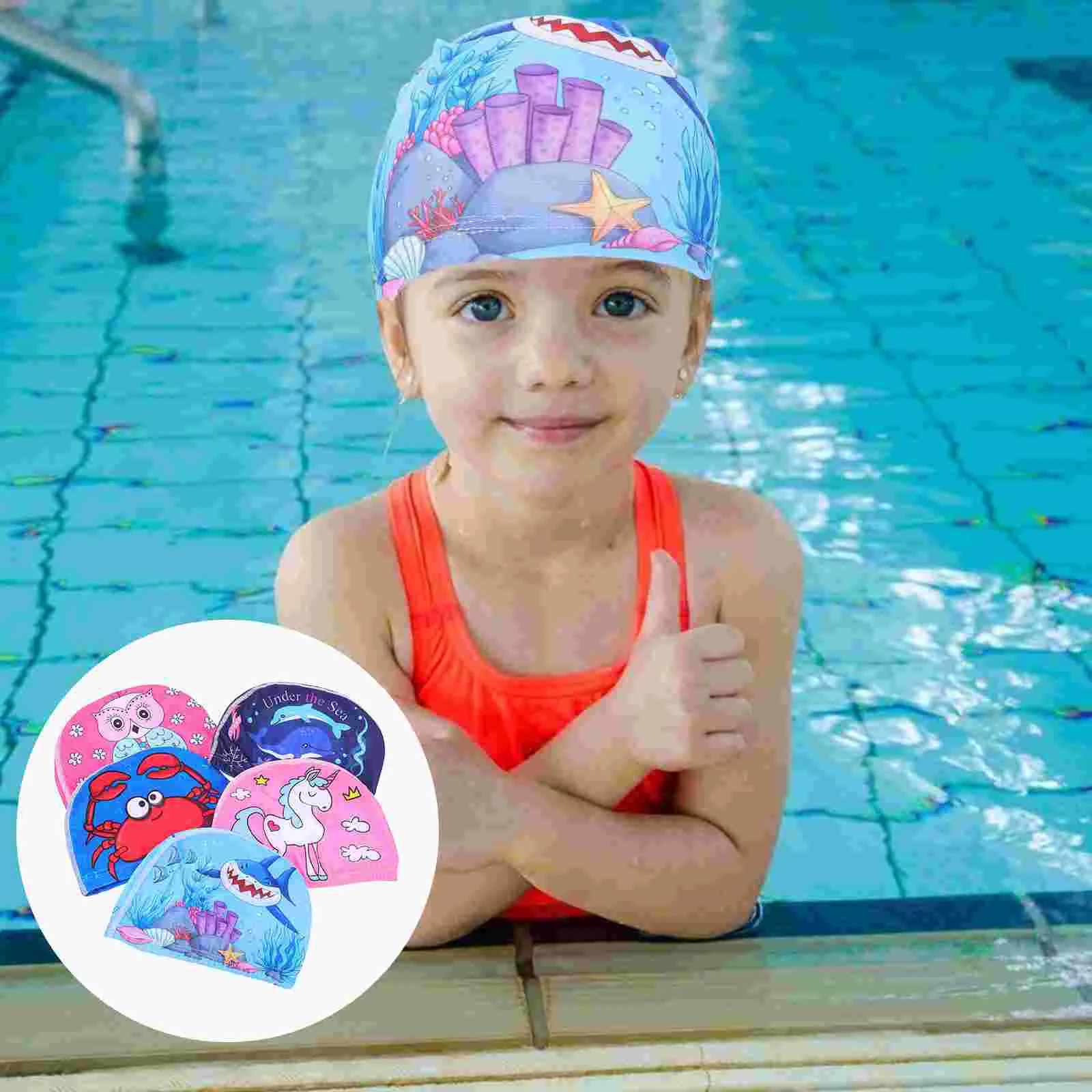 5Pcs Portable Swim Caps Wear resistant Swimming Hats Children Swimming