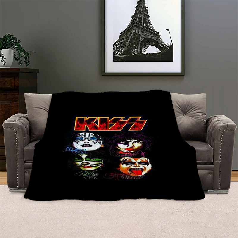 

Flannel Blanket Sofa Kiss Rock Band Warm Bed Fleece Camping Throws Fluffy Soft Blankets for Winter King Size Microfiber Bedding