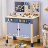 Robotime Robud Wooden Toy Workbench Large Kid's Wooden Play Tool  Pretend Play Creative Building Set Gift for Girls & Boys 3+