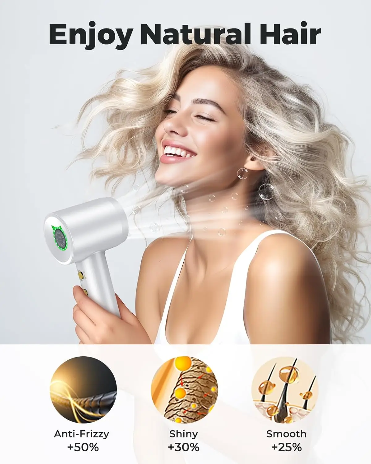 1600W Professional High Speed Hair Dryer 110000RPM Brushless Cold Hot blower Silent Touch Screen Home Hair Dryer Fast Dry 5