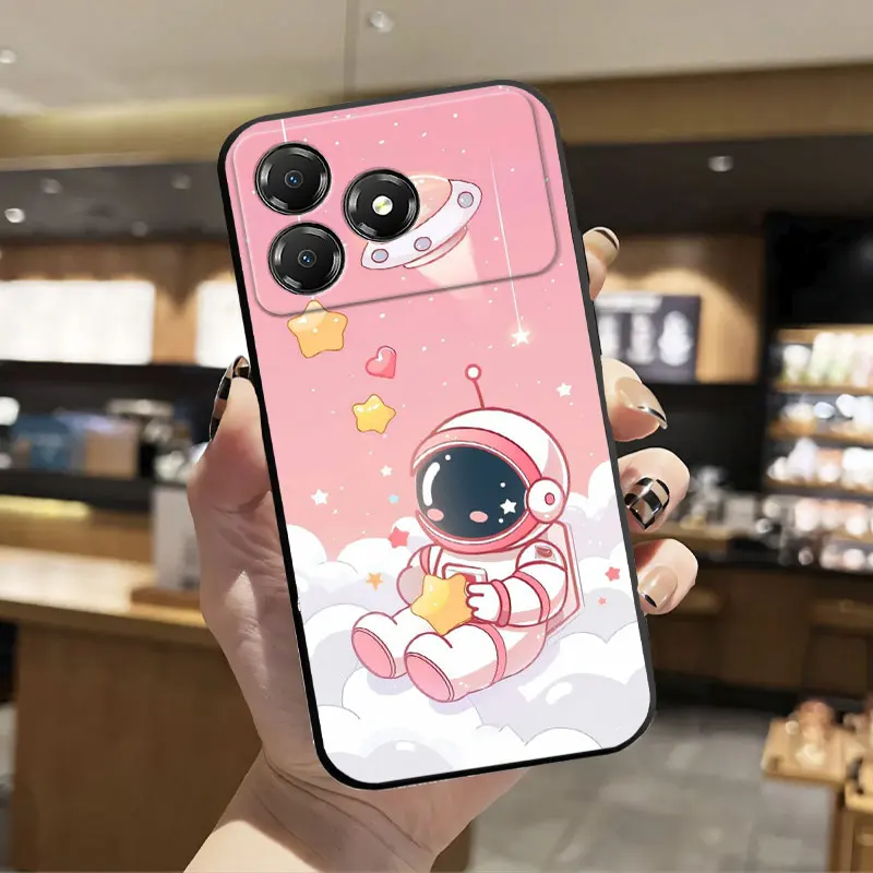 Floral Print Black Silicone Protective Phone Case