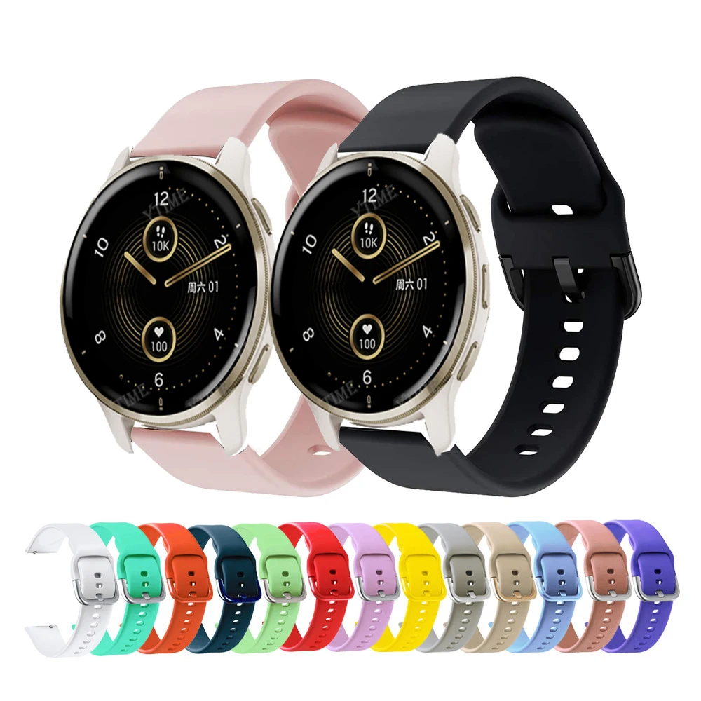 Силиконовый ремешок 18 мм 20 22 для Garmin Vivoactive 3 4 4s наручных часов CAME 2 2s SQ браслет