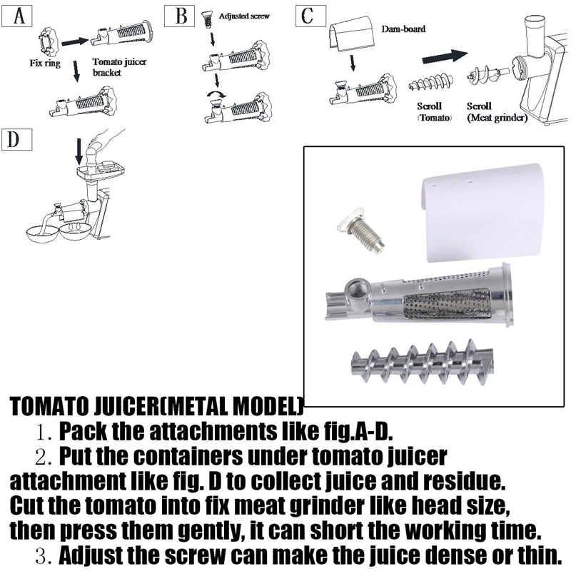 Winholder Vegetable Tomato Juicer Sauce Maker Strainer Attachment  For Kitchenaid Stand Mixers Kitchen Accessories