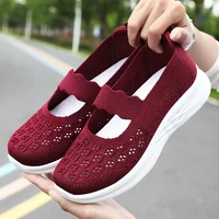 Fashionable Summer Mesh Shoes Women's Casual Flat Footwear Mom Shoes Beijing Style Cloth Shoes Lightweight Comfortable Sneakers