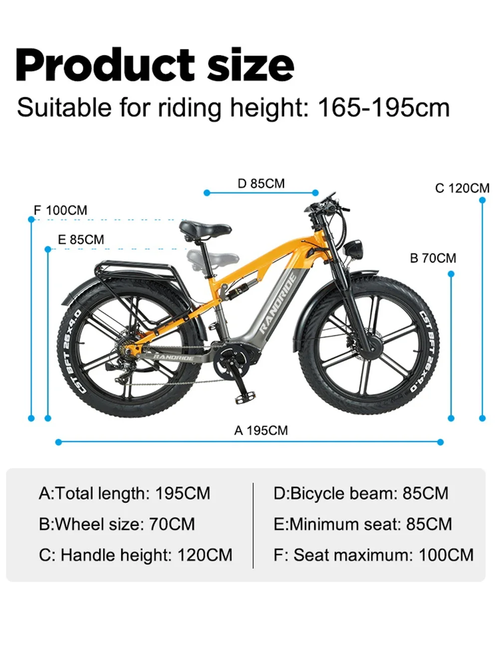 RANDRIDE YX80-2 Adult Electric Bicycle 1000W*2 Motor Mountain Electric Bike 48V20AH Battery 26 Inch Fat Tire Off Road E-Bike