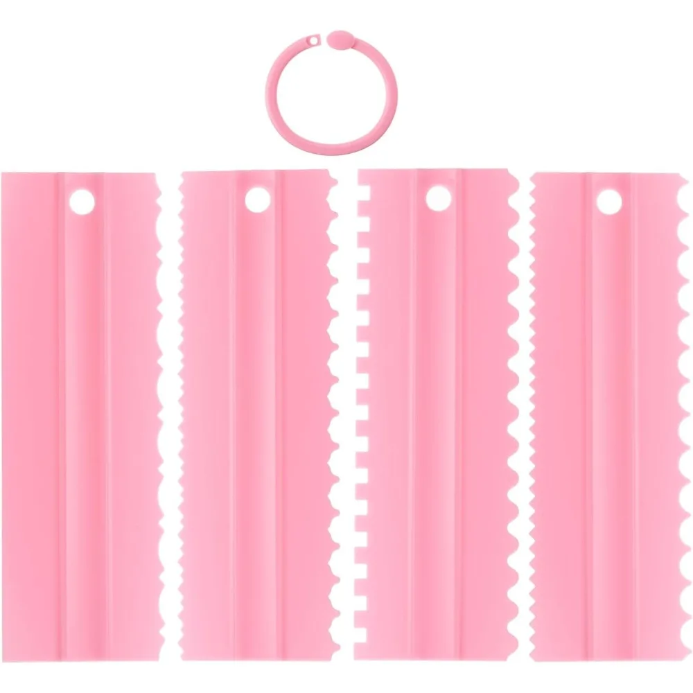 4 قطعة كعكة بلاستيكية مكشطة المشارب حافة الجانب كعكة نمط كريم مكشطة كعكة تزيين مشط DIY بها بنفسك أدوات الخبز اكسسوارات الخبز