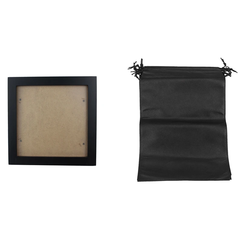 

Square Thick Pine Wood Photo Frame Wall Picture Frame With 8 Pcs Shoes Bag, Cover Shoes Black