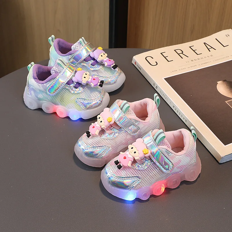 

2023 Spring Autumn New Baby Casual Shoes Fashion LED Lights Toddler Non-slip Breathable Sneakers Children's Sports Single Shoes