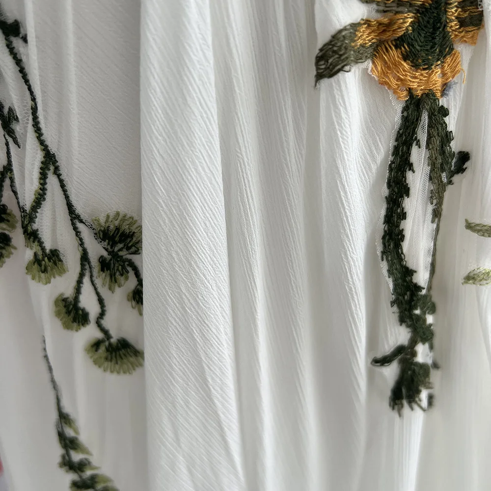 Mryarce Schwarze Brautkleider mit abnehmbaren Ärmeln, Blumenstickerei, Spitzenstruktur, Chiffon-Brautkleider – Detail 15