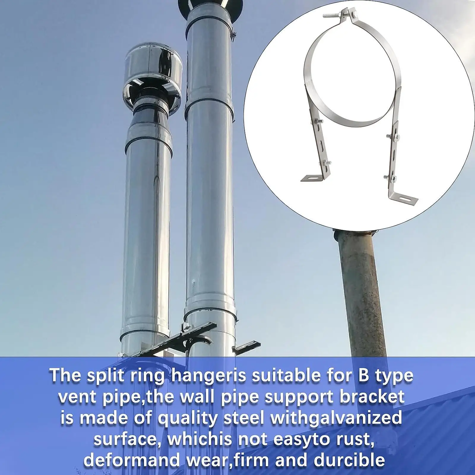 Chimney Pipe Wall Strap B Vent Pipe Bracket Holder Fixing Fireplace Parts Pipe Bracket Clamp for Outdoor Indoor Drainage Pipe