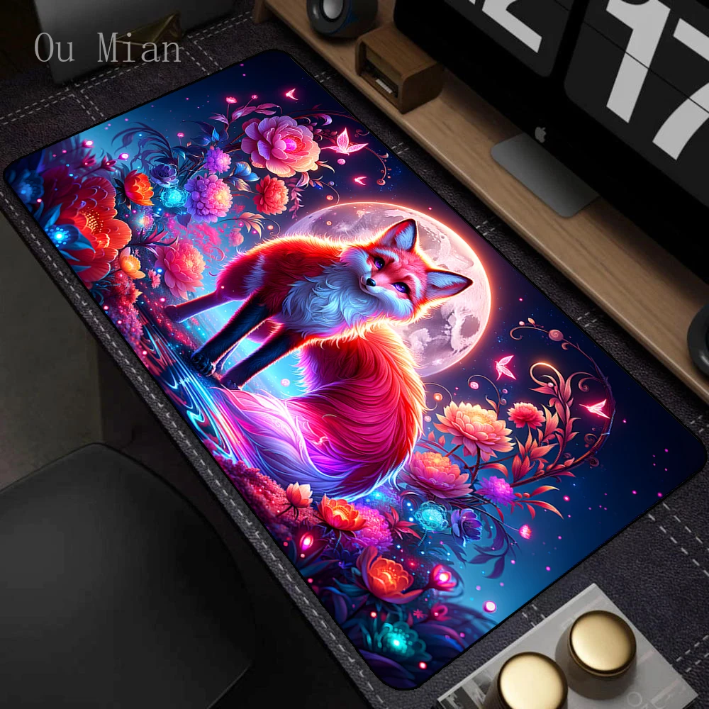 XXL Large Mouse Mat Pink Fox Cute Mousepad HD Kawaii Game Desk Mats Diy MousePads Office Anti-slip Carpet Laptop Mice Pad