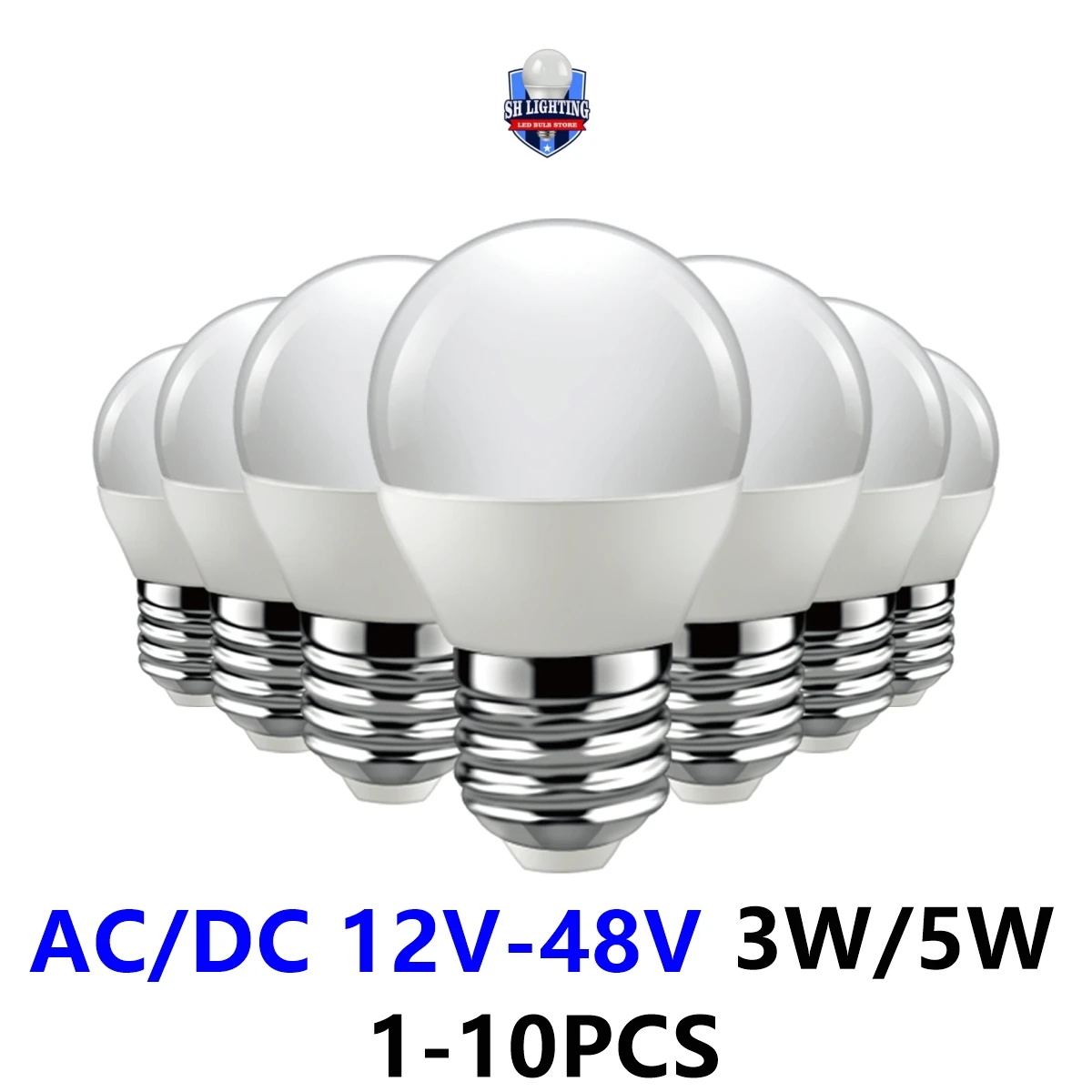 LED Low voltage bulb G45 AC/DC12V-48V E27 B22 3W 5W Super bright warm white light  for solar energy low voltage charger lighting