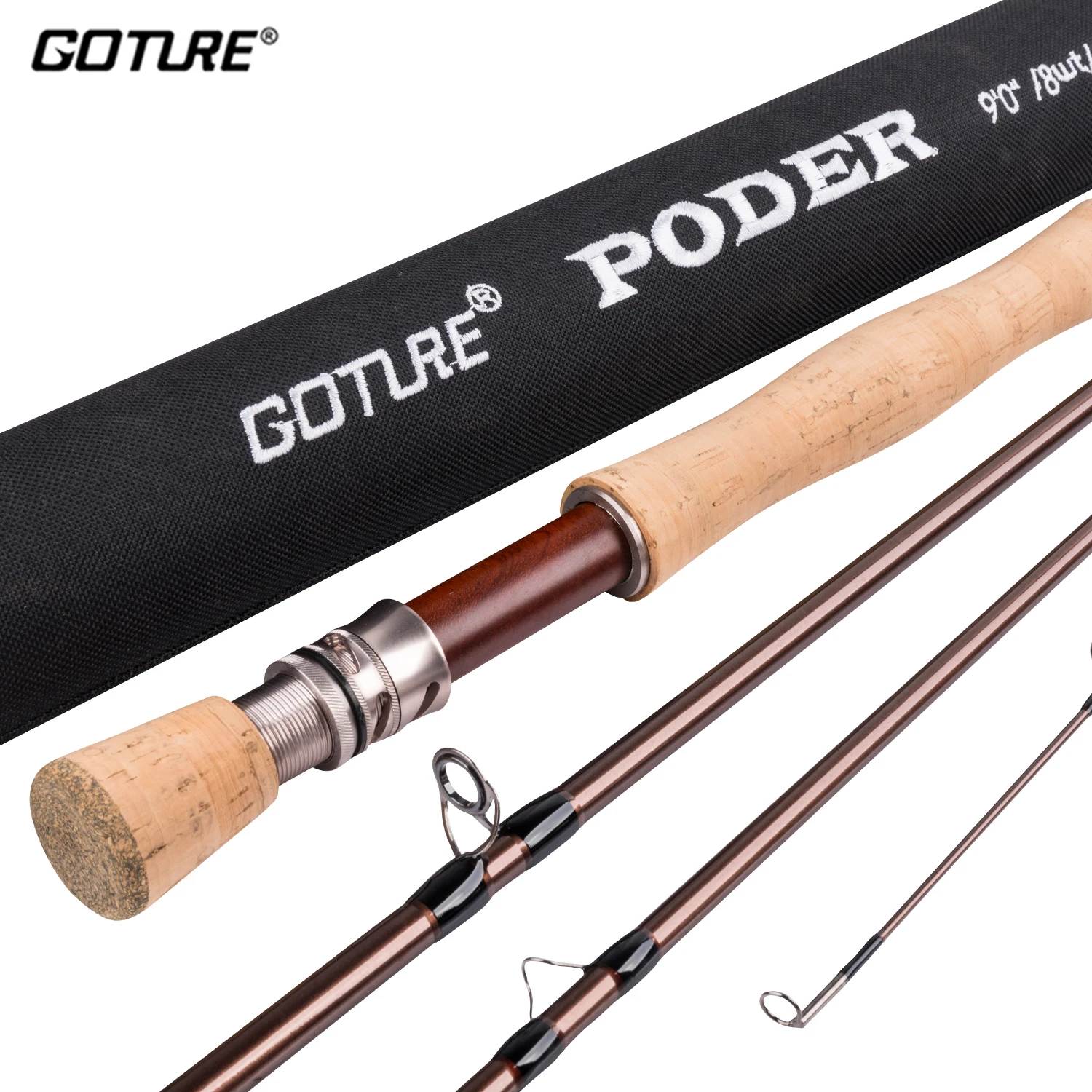 Goture Poder Fly Rod 2.7M/9Ft In Fibra Di Carbonio Portatile 4 Sezioni 4/5/7/8Wt Canna Da Pesca A Mosca Con Tubo Per Trota Bass Canna Da Pesca