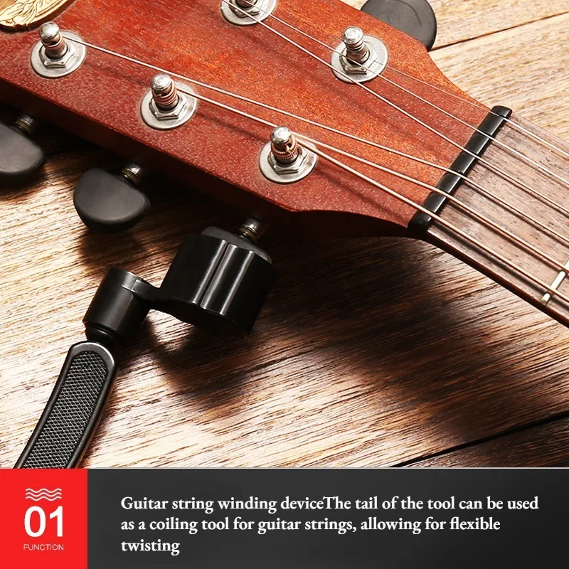Guitar String Winder String Cutter Bridge Pin Puller 3 IN 1String Peg Winder Guitar Repair Tool Black