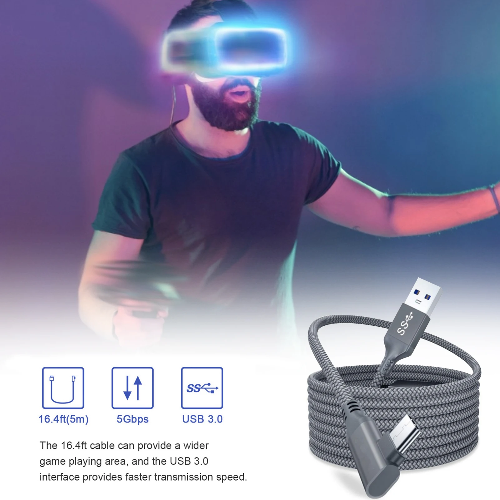 For Oculus Quest 2 Link Cable 5/6/7M USB 3.0 Quick Charge Cables for Quest2 VR Data Transfer Fast Charges VR Headset Accessories