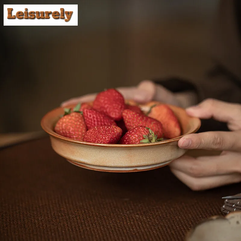 Creative Hand-painted Zhiye Cat Pot Holding Holder Dry Brew Table Tea Tray Ceramic Insulation Pad Fruit Snack Plate Accessories