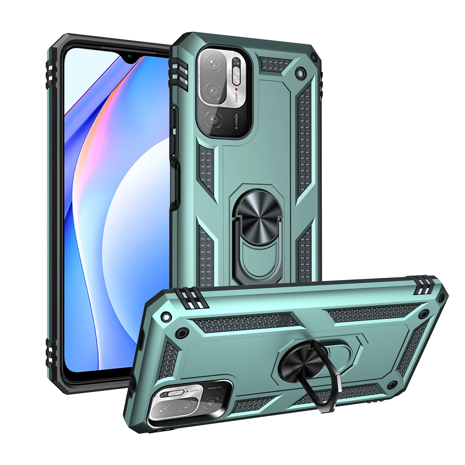 Phone Case POCO M3 Pro Armor Rugged Military Shockproof Magnet Holder Ring Case Cover for Xiaomi POCO M3 Pro 5G NFC 5