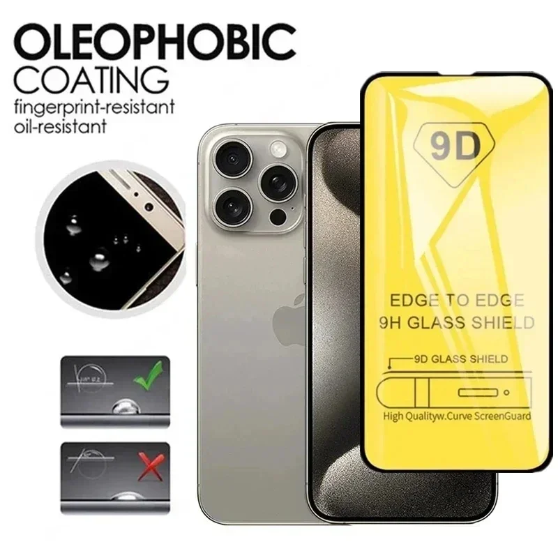 5Pcs 9D Protective Glass For iPhone 13 11 12 15 14 Pro Max 8 Plus Screen Protector For iPhone 16 15 PRO XR XS MAX Tempered Glass