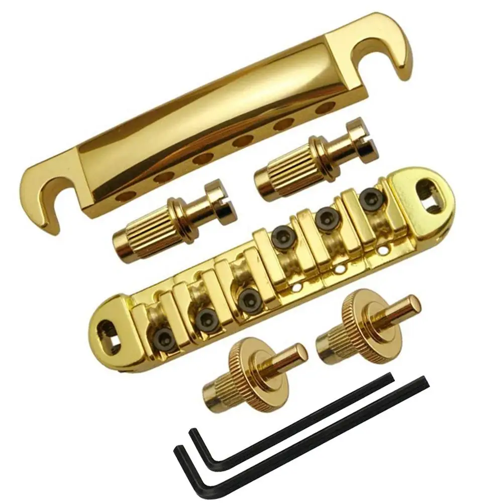 

1 Set Roller Saddle Bridge Tailpiece Kit With Matching Studs Compatible For Les Paul Sg Lp Electric Guitar