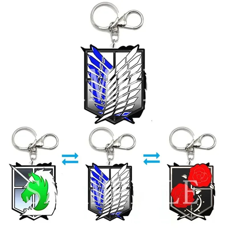 

Attack on Titan Badge Acrylic Motion Key Chains Creative Bag Pendant Car Keyring Anime Peripheral Gift Anime Key Chains