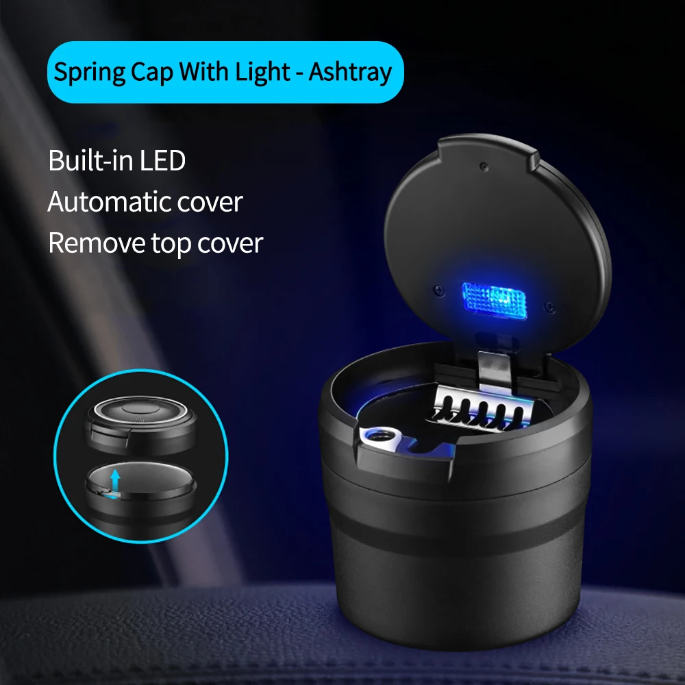 Car Ashtray Portable Ashtray New Car Ashtray Garbage Coin Storage Cup Container Cigar Ash Tray Car Styling With LED Light Auto Supplies Accessory