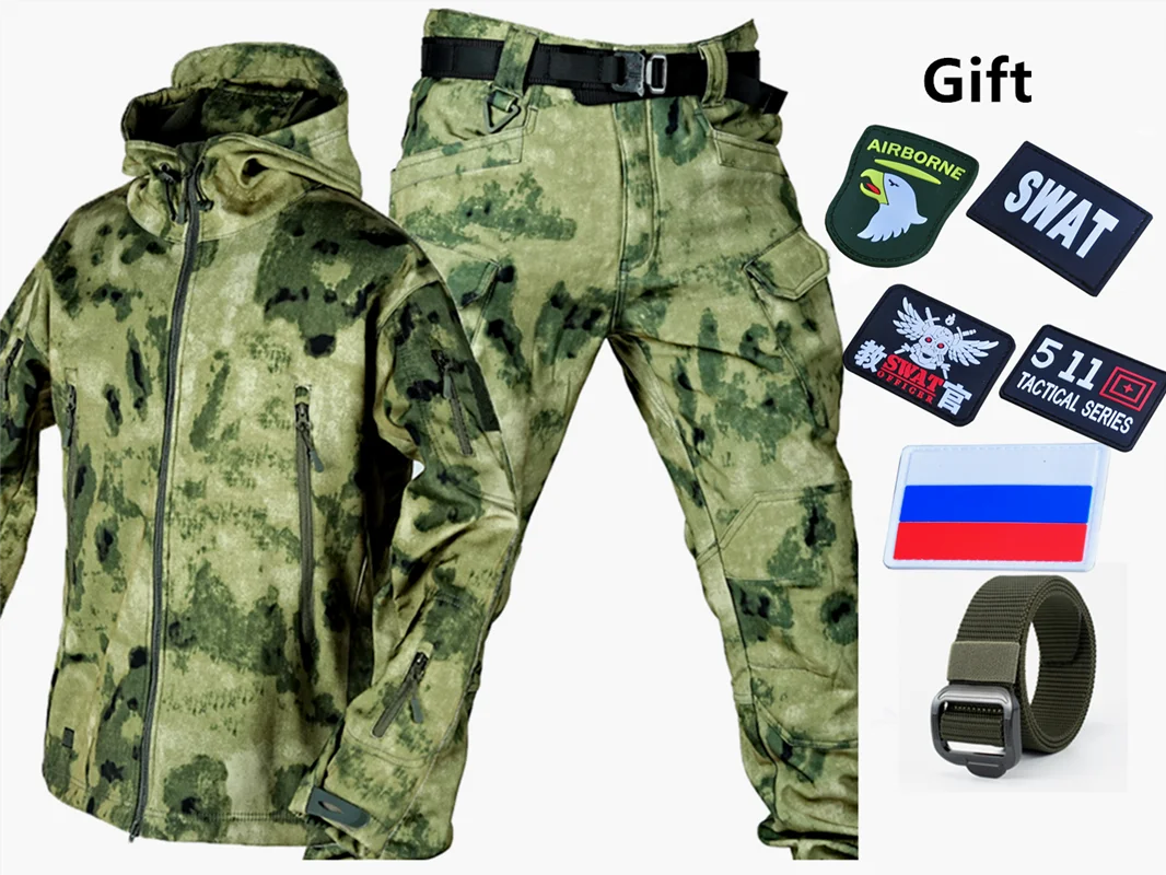 

Free Belt and 5 Armbands Soft Shell Winter Thickened Plush Waterproof Windproof Mountaineering and Fishing Charge Suit