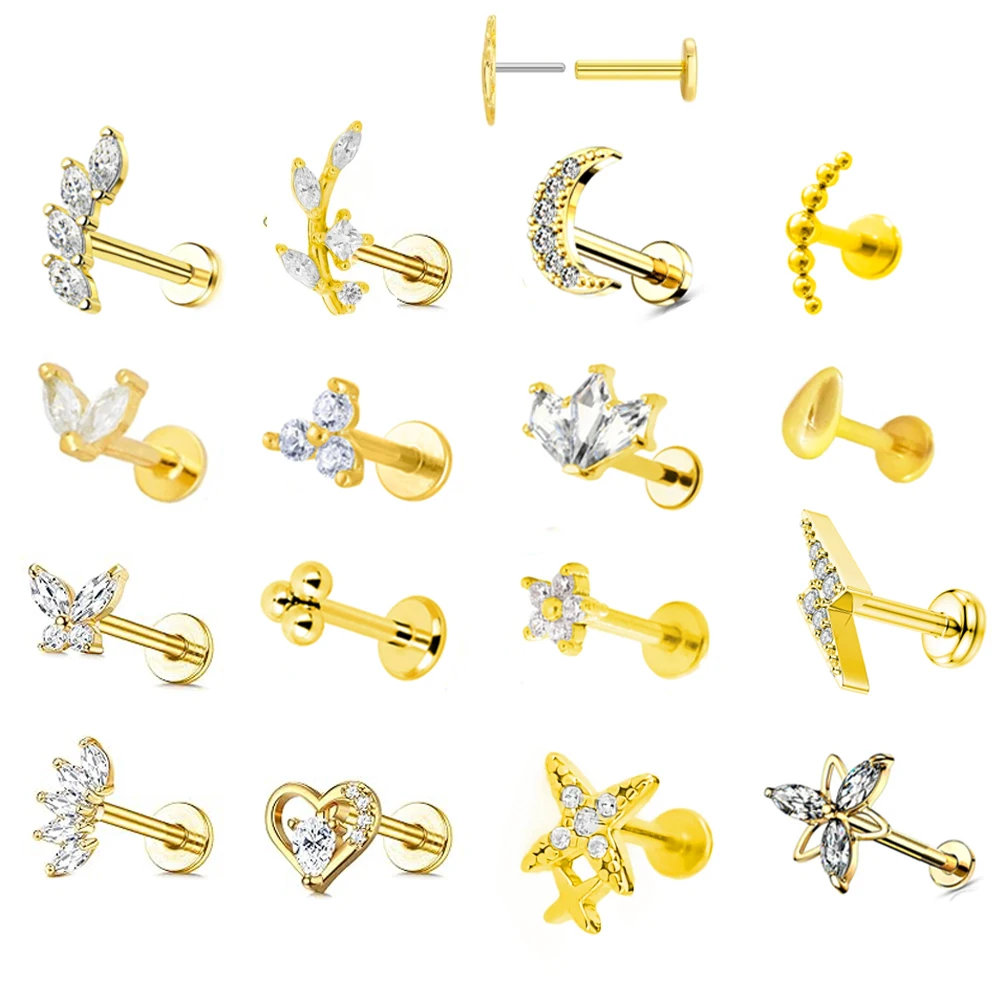 

316L Stainlesss Steel Push In Labret 16G 18G Tiny Water Drop Threadless Lip Piercing Tragus Stud Earring Body Jewelry