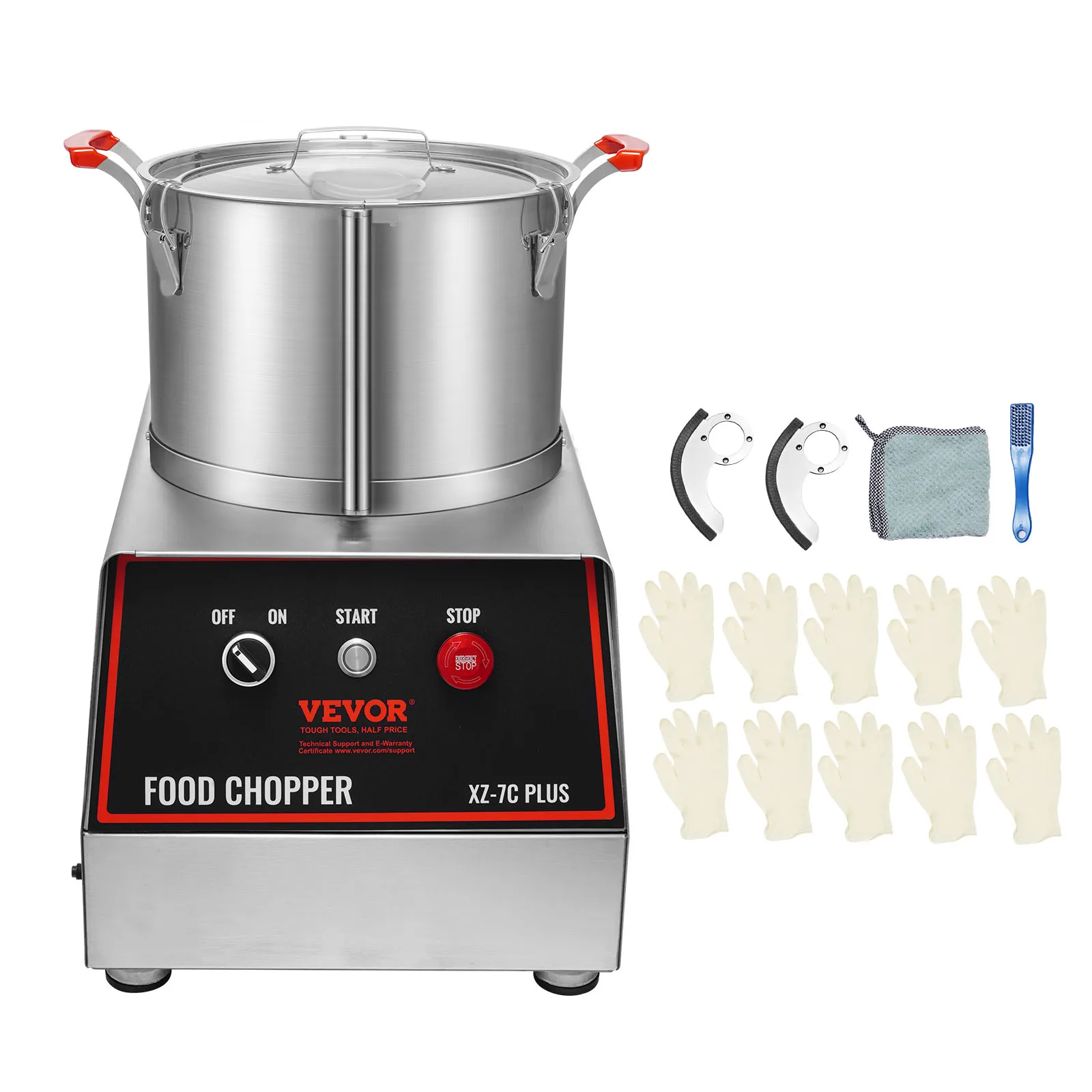VEVOR Food Processor & Vegetable Chopper,7Qt Bowl,750W Food-Grade Stainless Steel Food Processor Chopper w/2 Extra S-Curve Blade