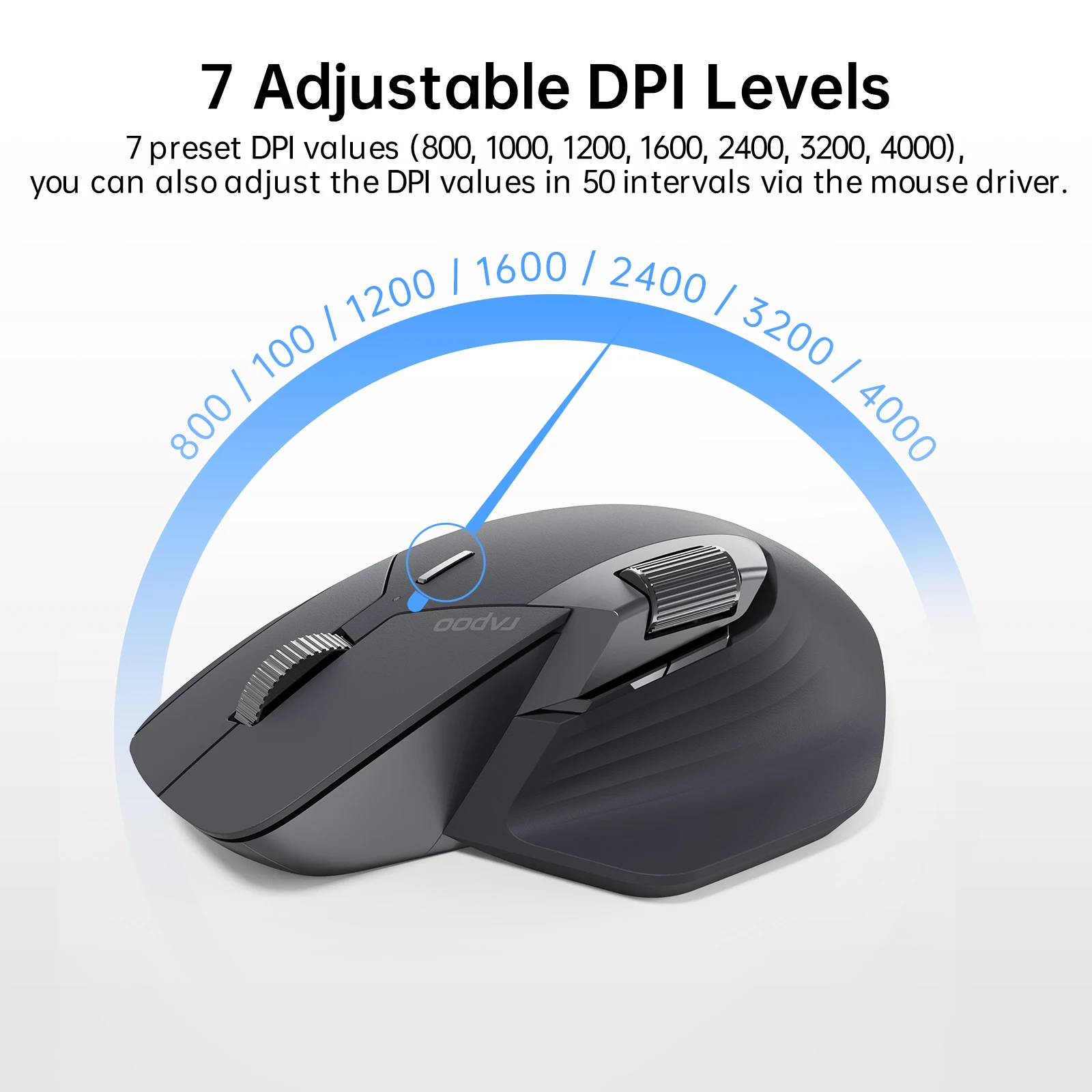 Rapoo-mouse sem Fio Bluetooth Multimodo Recarregável Suporte Ergonômico até Dispositivos Mt760 Mt760l Mt760mini Mt760m 4000 Dpi - Imagem 2