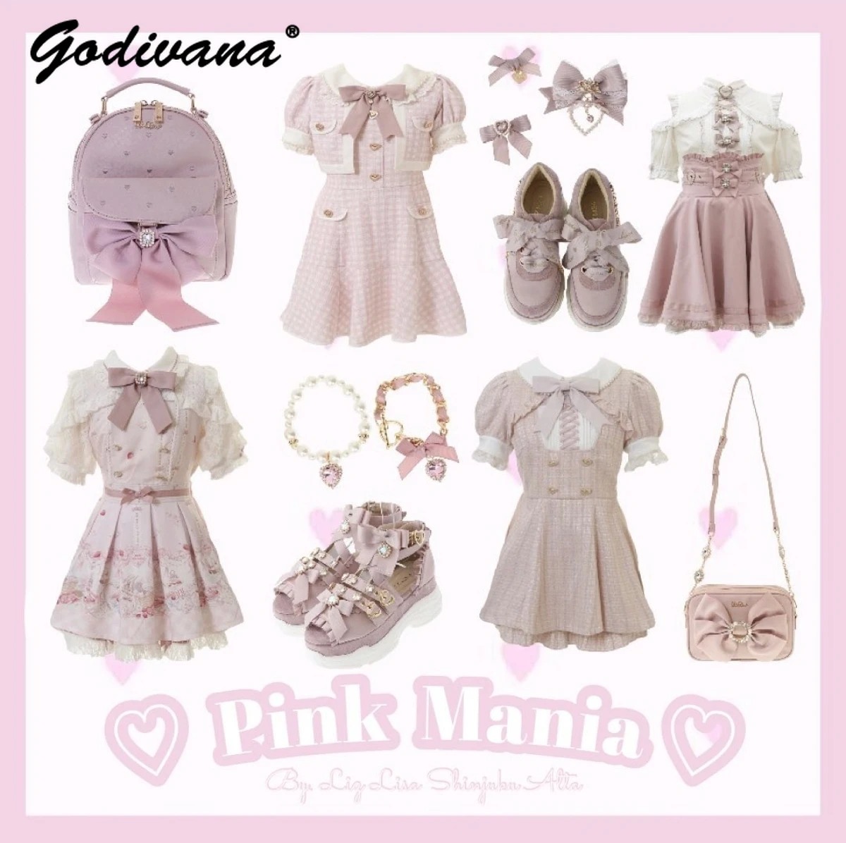 Two-Way Detachable Bow Women Girls Sandals Heart Shape Rhinestone Lolita Mine Style Platform Height Increasing Japanese Sandals