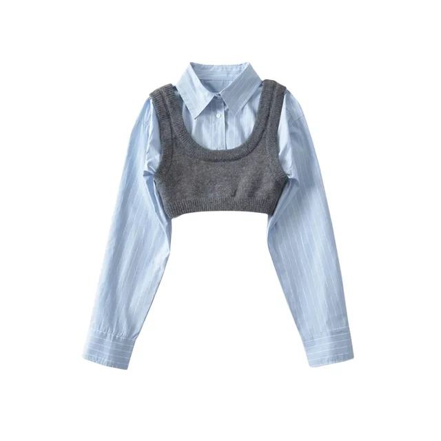 Shirt And Knitted Vest 2 Piece Set 11