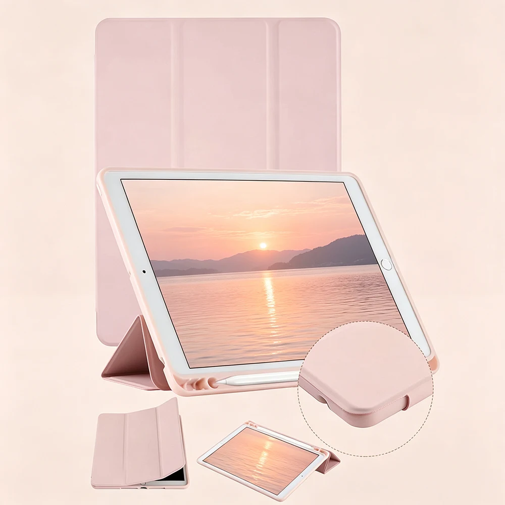 Magnetic Flip Smart Cover with Soft Silicone Shell