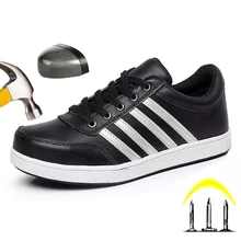  Casual Style Men Boots With Steel Toe Cap Breathable Anti-smash Work Sneakers Safety Shoes Indestructible Work Boots 