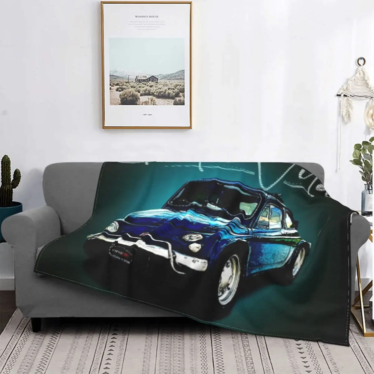 

Fiat 500 Flannel Throw Blanket Fashion Car Warm Bedspread for Sofa Couch Blanket Adult Blanket Travel Lightweight Carry
