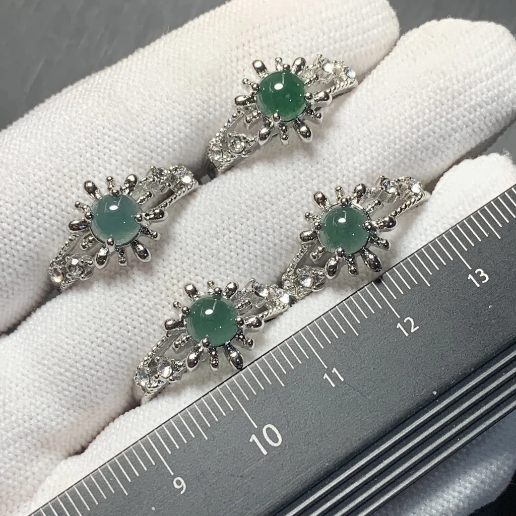 Natural Burma Jade Ring Adjustable Female Ring Jewelry for Women Gift Wholesale High Quality Vintage Fine