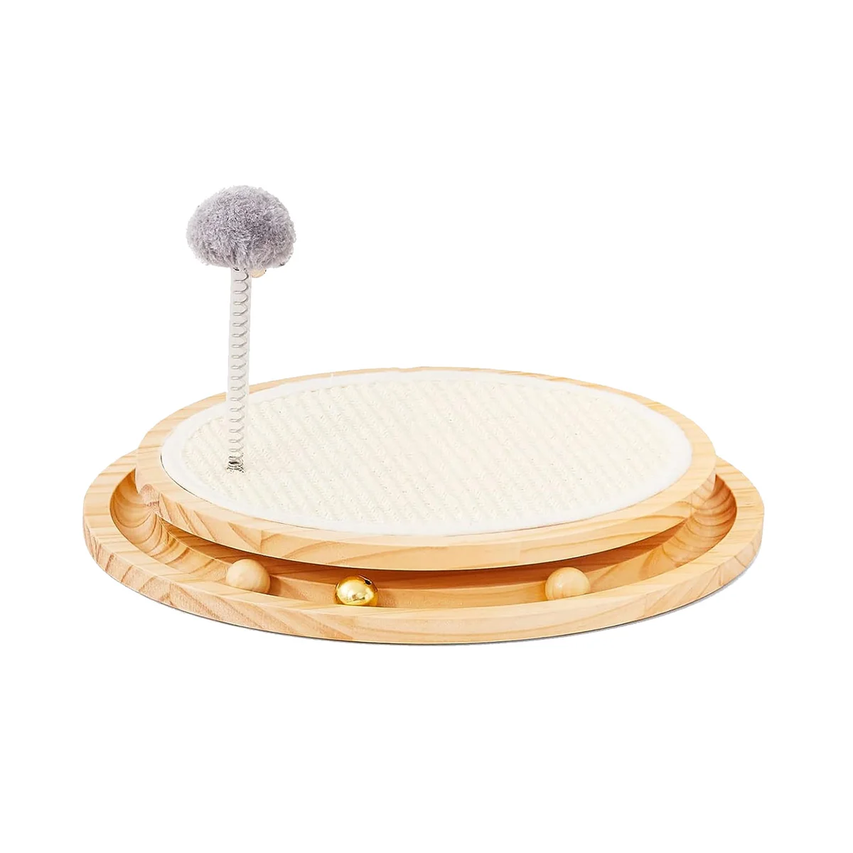 

Cat Scratcher, Cat Natural Sisal Scratching Pad, Kitten Interactive Toy with Ball Track Spring Ball for Chasing Hunting