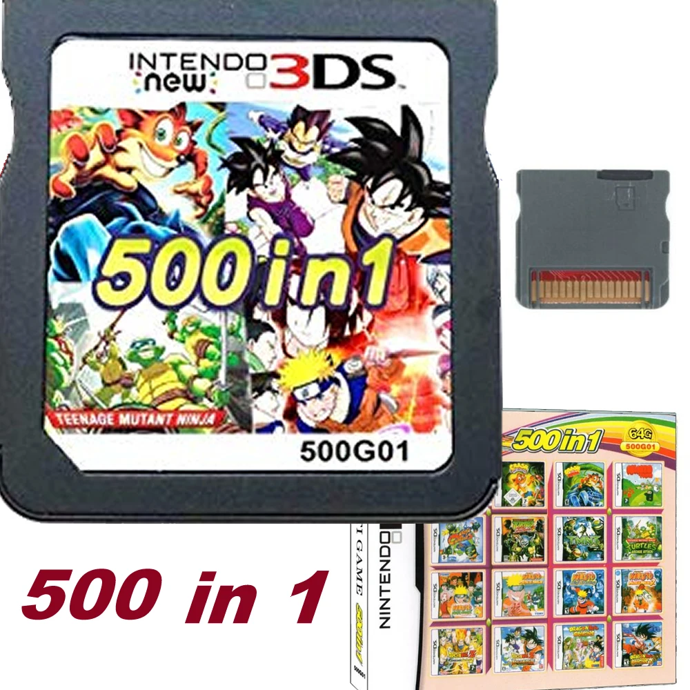 Dragon Ballz & Narutom Album 500 Games In 1 Nds Game Pack Card Super Combo  Cartridge For Nintend Nds Ds 2ds New 3ds - Memory Cards - AliExpress