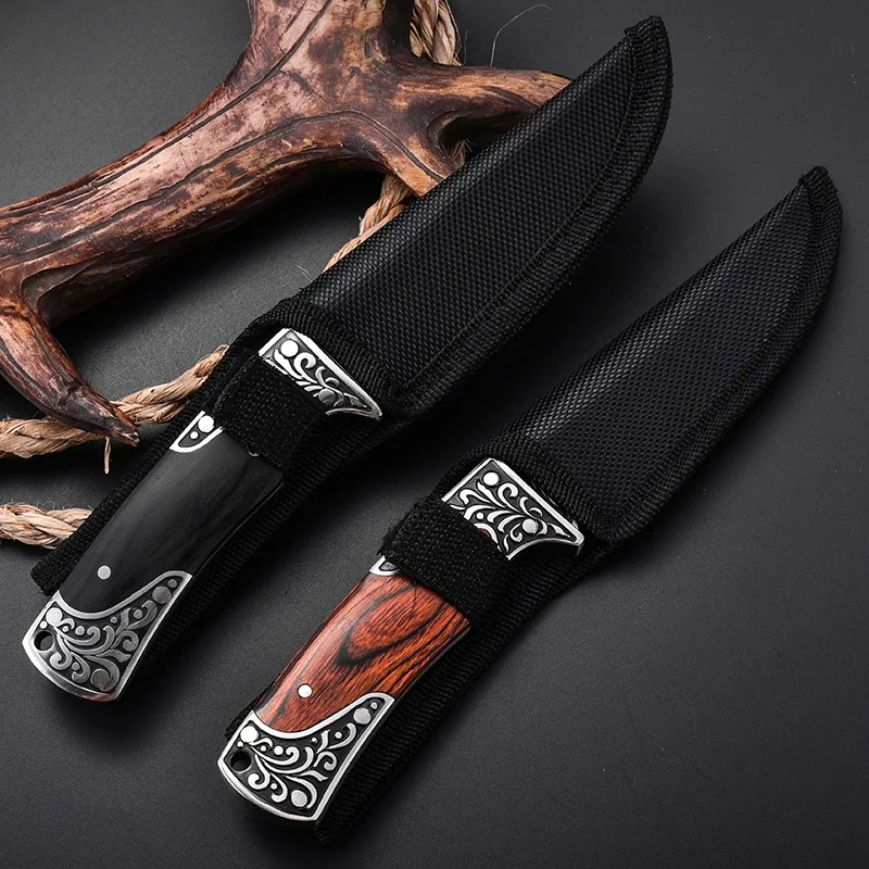 

Резная нож из нержавеющей стали 3cr13MOV, маленький охотничий Клинок с прямым лезвием для поверхности, высокая твердость, для самообороны, для в...