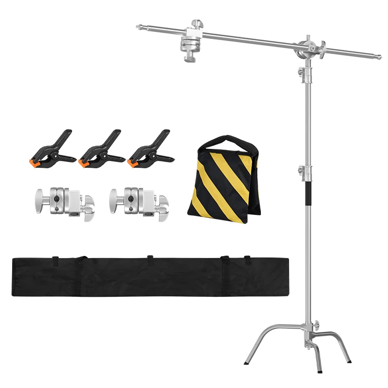 Photography Heavy-Duty C-stand With Boom Arm For Studio Softbox,Ring Light,Sun Light Reflector With Portable Bag Tripod Two Size