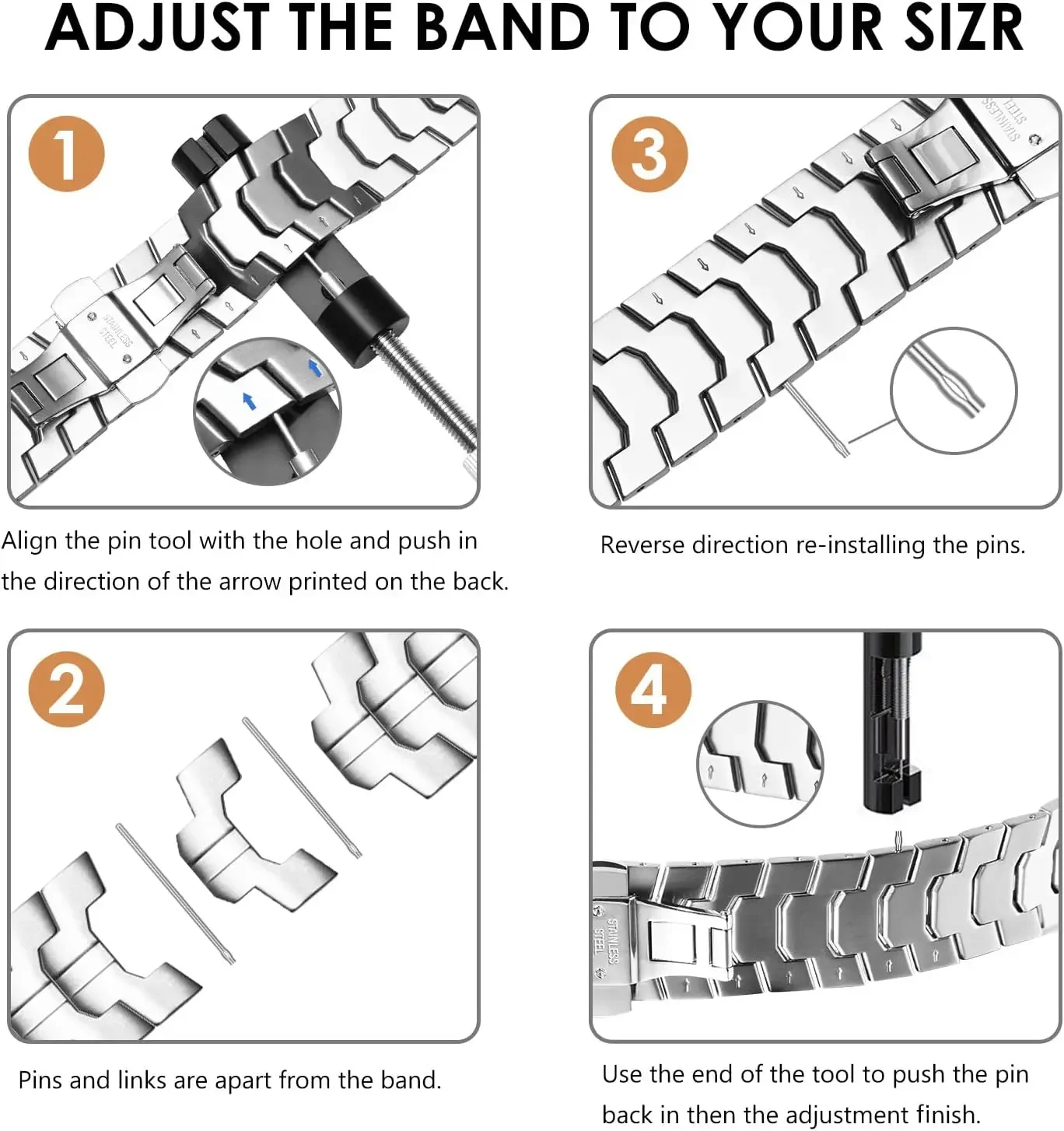Elegant Stainless Steel Watch Strap - Premium Metal Bracelet Accessory