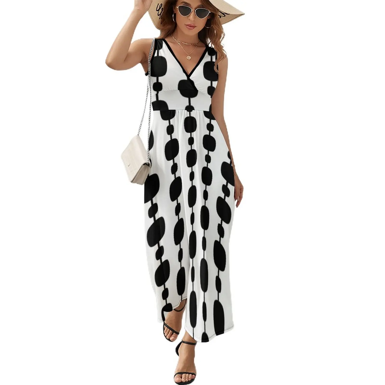 

60s Contrast Pattern 9 Sleeveless Dress summer women's dress 2023 festival outfit women