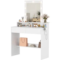 Туалетный столик Devoko с зеркалом, 3 цвета, регулируемая яркость, туалетный столик с 2 ящиками, 3 открытых крышами