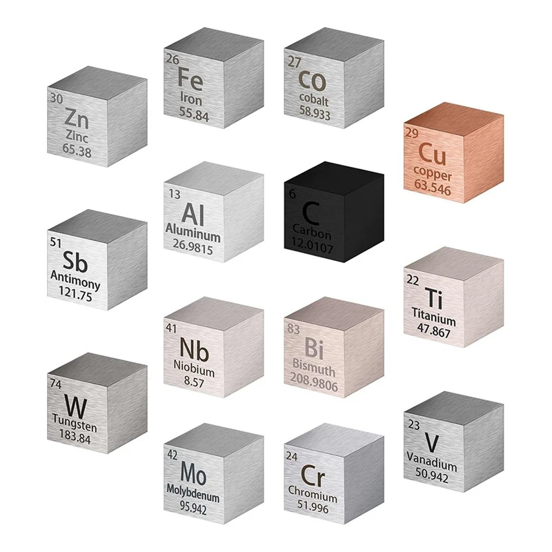 

14 Piece Elements Square Set 15Mm Density Square Pure Metal Periodic Table Metal Square Elements Series Material Hobby Durable